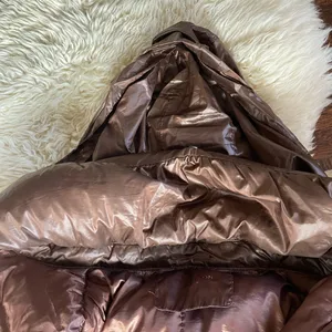 Brown lightweight down puffer jacket large stand collar copper brown warm thumbnail 4