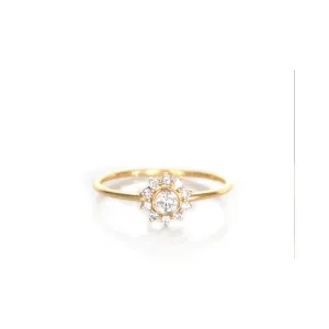 14k Gold Filled Micro Simulated Diamond Sunflower Ring‎ Size 7 thumbnail 2