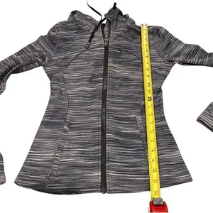 Lululemon Women’s 6 Hoodie Define Jacket Heathered Black White Full‎ Zip Sporty thumbnail 12