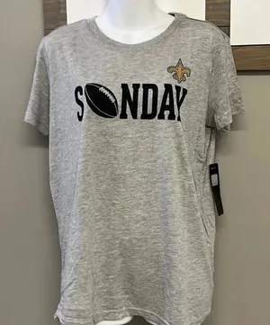 NFL New Orleans Sunday Football Women’s Short Sleeve Heather Gray T-Shirt-Large thumbnail 1