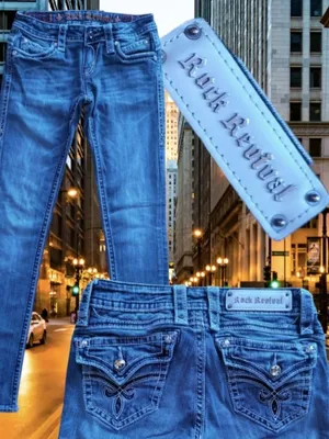 Rock Revival Jasmine Skinny Blue Jeans Womens Sz 26 (26x31) Stretch Rhinestone thumbnail 1