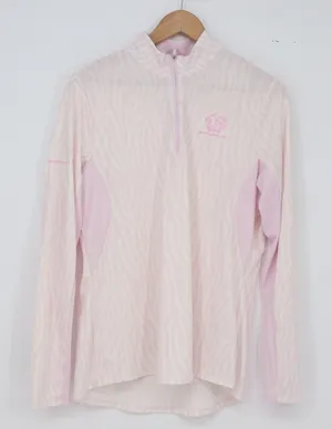 Adidas Pullover Womens L Quarter Zip Pink White Zebra Print Golf Excellent thumbnail 1