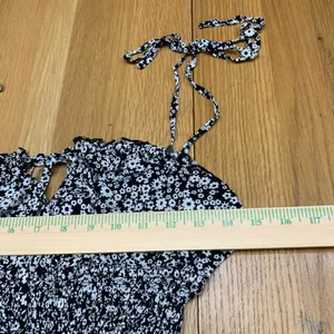 Intimately Free People Black White Floral Smocked Bodysuit Tie‎ Straps Size L thumbnail 3