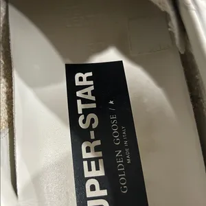 Golden Goose White Sneakers with Gold Star and Black Glitter Heel Tab Size 39 thumbnail 12
