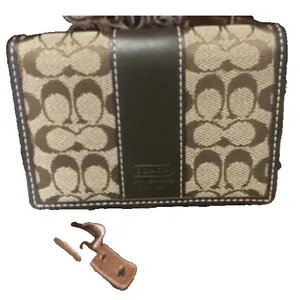 Coach Coated Canvas Signature CC Mini Wallet w Leather Authentic UNISEX thumbnail 2