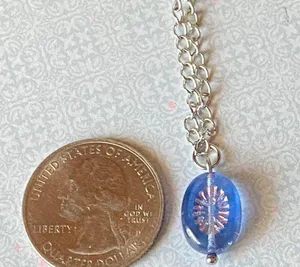 Handmade retro vintage chic whimsical style quality Czech glass bead simple necklace🩵 thumbnail 7