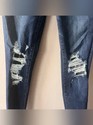 American Eagle Dark Wash Distressed Hi Rise Jeggings Size 2 thumbnail 2