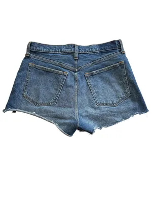 Abercrombie & Fitch The Mom Short High Rise Raw Hem light medium wash size 29 thumbnail 4