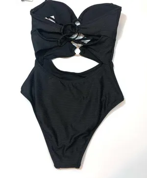 Hula Honey Black ribbed one piece swimsuit thumbnail 5