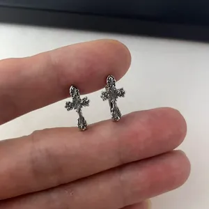 Vintage Cross Hoop Earrings for Men Women Streetwear Hip Hop Punk Unisex Style thumbnail 4
