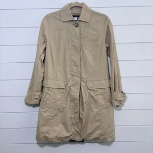 J.Crew‎ 100% cotton tan trench coat with hidden buttons down front Size XS thumbnail 3