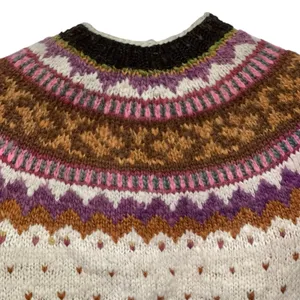 Vintage Nordic Sweater Womens Size S Wool Hand Knit‎ Fair Isle Cardigan Chunky thumbnail 5