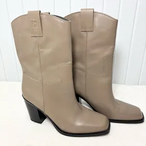 Franco Sarto‎ Taupe Leather Upper Women's Valor Mid Shaft Cowboy Boots Size 9.5 thumbnail 1
