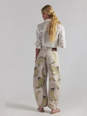 🆕 We The Free | Good Luck Printed Barrel Jeans | Sz: 28 | Go Bananas thumbnail 2