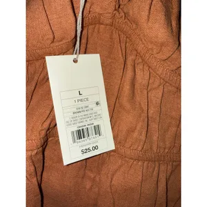 A New‎ Day Peplum Top Women LG burnt orange NEW Linen Blend Puff Sleeve Babydoll thumbnail 4