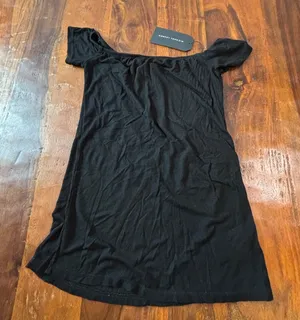 Michael Lauren Parket Black Ribbed Off-the-Shoulder Top Womens Small NWT $68‎ thumbnail 1