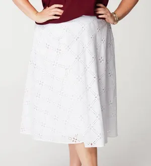 New‎ Eyelet Midi Skirt White thumbnail 1