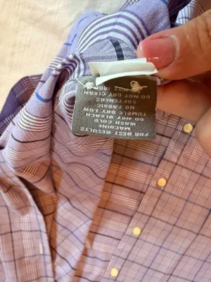 Peter Millar Summer Comfort Blue Glen Plaid Stretch Button Front Dress Shirt Men’s Large thumbnail 4