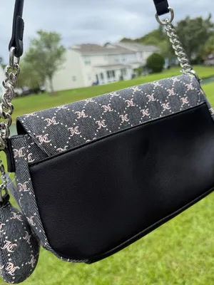 Juicy Couture Black Monogram Shoulder Bag Y2K Silver Chain Charm Purse NWT thumbnail 4