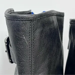 Steve Madden Temmpt Black Leather Mid Rise Boots 8M moto back zipper thumbnail 11