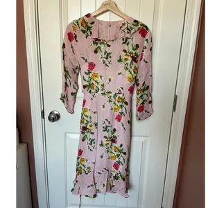 Milly Audrey Dress in Petal Silk Wrap Mini Dress W6 Pink/Green thumbnail 3