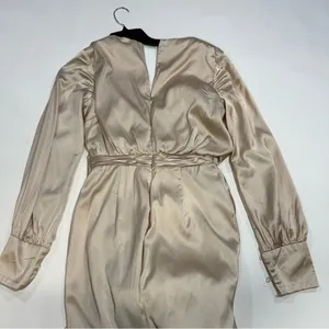 Ieena for Mac Duggal Long Sleeve Gown Champagne long sleeve dress size 4 thumbnail 8