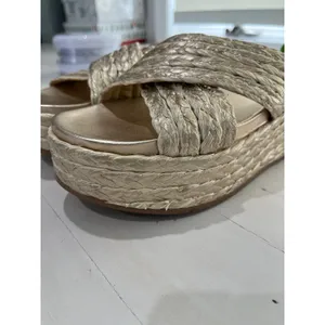 J/Slides NYC Gold‎ Woven Cross Strap Platform Wedge Sandals Gold Size 6 thumbnail 7