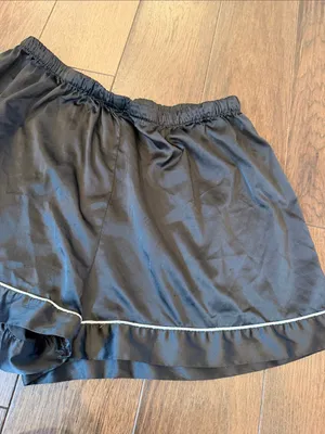 Black Satin Women's Shorts with Contrast Piping Size Medium - C27-170 thumbnail 3