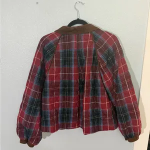 &merci Red Plaid Corduroy Collar Jacket thumbnail 2