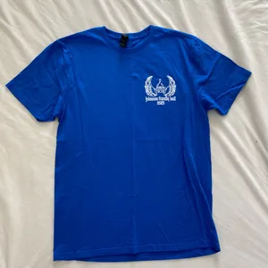 Gildan cobalt royal blue and white womens Johnson Family Hall Notre Dame tee thumbnail 1