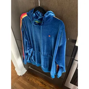 Aviator Nation Classic Velvet Relaxed Pullover Hoodie blue with rainbow xL thumbnail 2