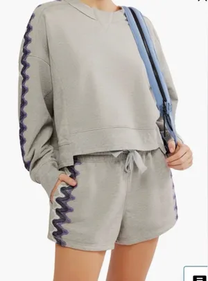 Free People✨ Feeling Wavy Cotton Blend Shorts thumbnail 1