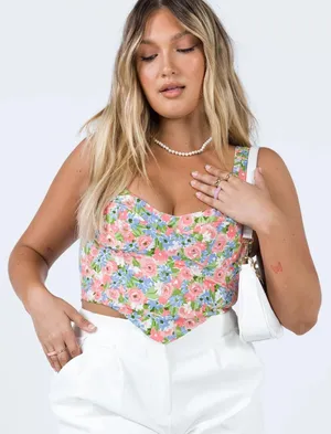 Princess Polly Top Pink Floral thumbnail 3