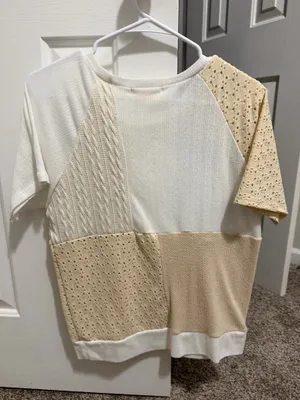 Patchwork Knit Women’s Neutral Top thumbnail 3