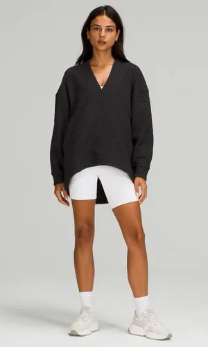 Lululemon Rippled V-Neck Pullover Black Size 10 Oversized Yoga Gym Workout Comfy thumbnail 1