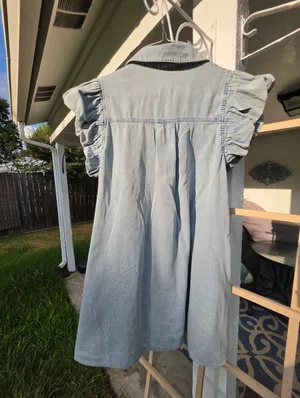 Entro Light Blue Denim Mini Dress with Puff Sleeves Medium thumbnail 13