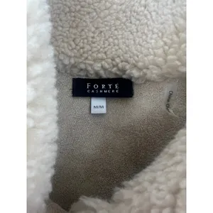 Forte Cashmere Beige Teddy Faux Fur Coat‎ Size M thumbnail 7