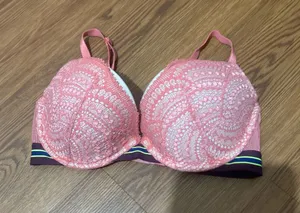 Victoria's Secret Coral Lace Push-Up Bra with Striped Band thumbnail 1