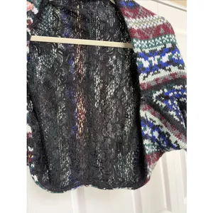 Free People Carnival Cardigan Shrug Womens Medium M Multi Fair Isle Lace Knit thumbnail 3