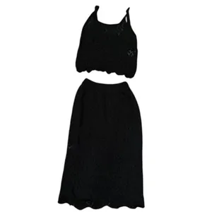 SheIn Women's Two Piece Midi Skirt and Crop Top in Black, Size S​​ thumbnail 3