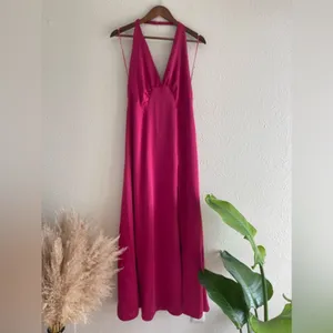 Free People Dance Till Dawn Dress Satin Halter Open Back Strangelove Sz L thumbnail 11