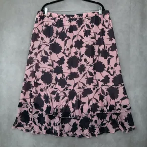 Sag Harbor Pink Blue Floral Knee Length Skirt Pull On Plus Boho‎ XL Extra Large thumbnail 1