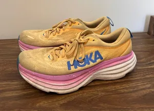 Hoka Bondi 8 Women Running Shoes 10B Impala Cyclamen Yellow Pink 1127952 ICYC thumbnail 1