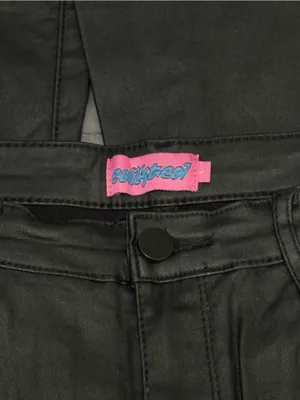 Edikted black leather flare pants #leather #biker thumbnail 3