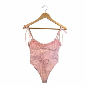 For Love & Lemons Haiden One Piece Swimsuit Rose Tyrie Pink Gingham S NWT thumbnail 3