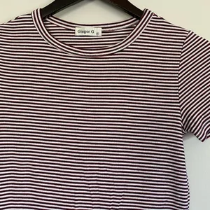 Ginger G Striped Front Tie Ribbed Tee M thumbnail 2
