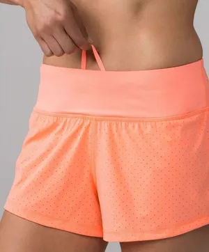 Lululemon Final Lap Short 2.5" Pop Orange Lined Eyelet Athletic Shorts Size 10 thumbnail 1