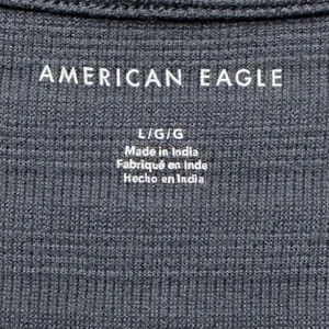 American Eagle Womens Large Dark Gray Ribbed Short Sleeve Button Front Top thumbnail 5