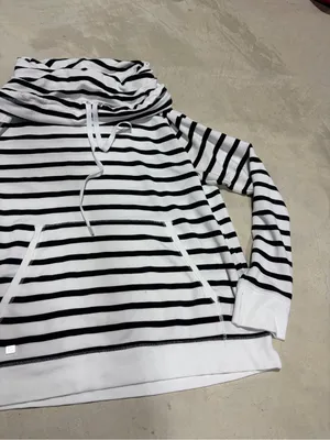 Lauren Ralph Lauren Striped Black & White funnel neck Pullover Sweatshirt large thumbnail 6