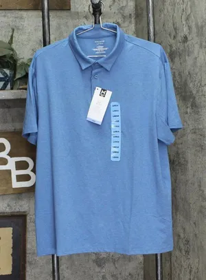 NWT Member's Mark Sleeve Favorite Polo Shirt MM23706 L Singing The Blues Blue thumbnail 1